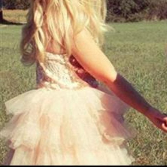 Pageant Lace Dresses Gown for Flower Girl Baby Rose Gold/Pink Peach - Picture 3 of 6